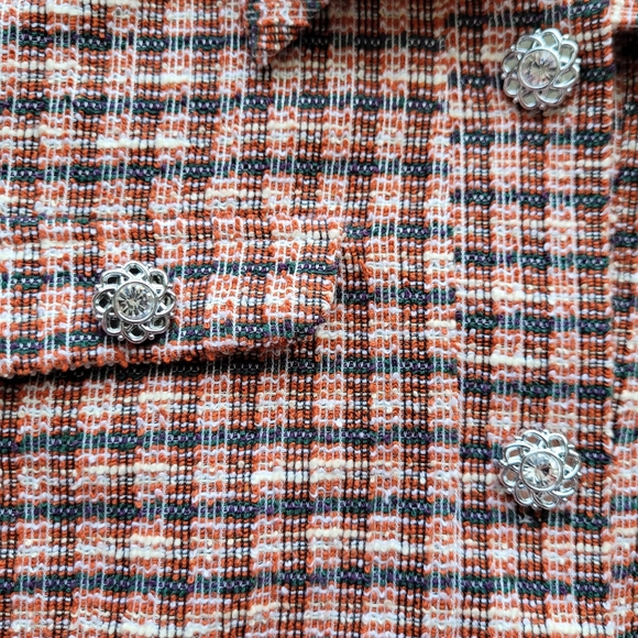 Miss Selfridge Petites jacket shirt Blazer Crop Puff Shoulder SZ 6 - Picture 2 of 11